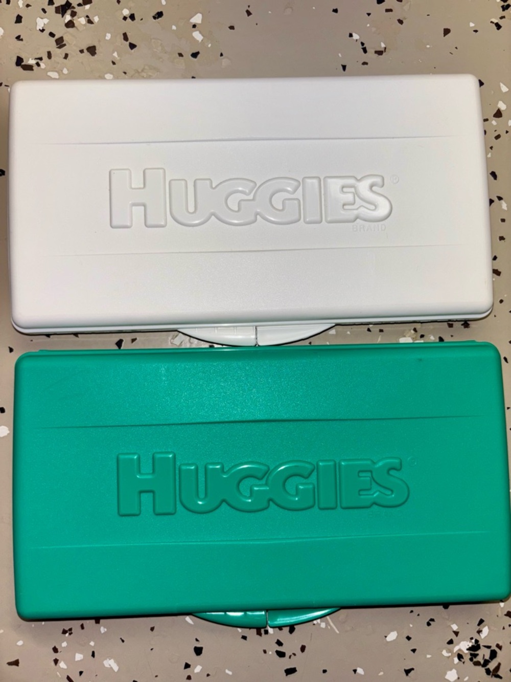 2 Vintage Huggies Baby Diaper Wipes Travel Size Cases Empty Containers for wipes